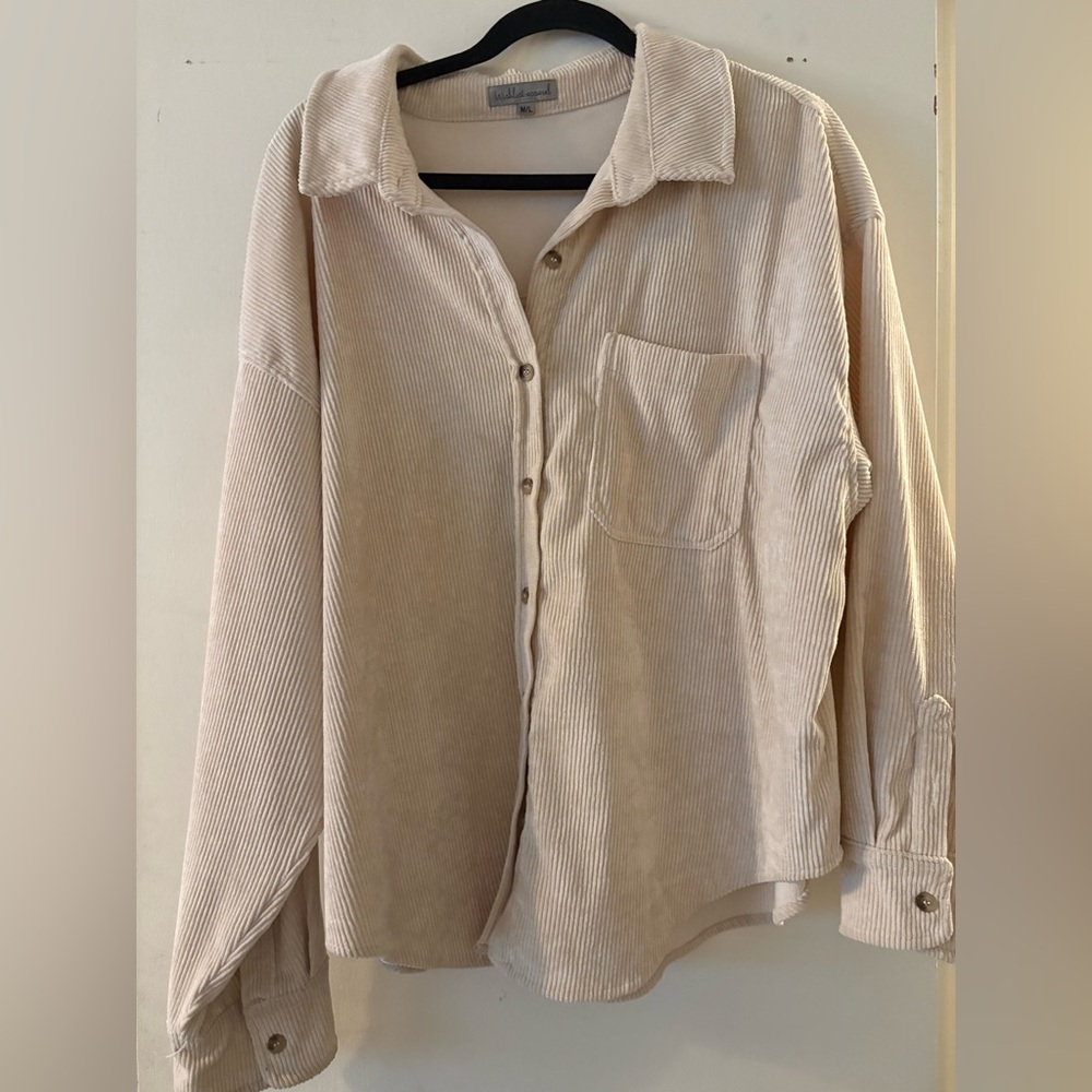 Women’s M/L Beige Corduroy Button Up Shirt